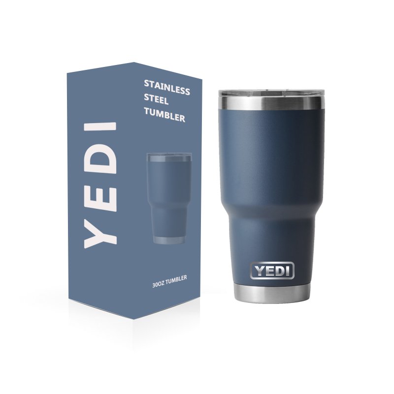 YEDI 30oz Big Wave Blue Double Wall Vacuum Insulated Travel Coffee Mug Tumbler Stainless Steel Tumbler Cup Mug