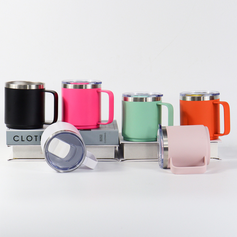 Custom Bulk 10oz 14oz Stackable Mug Double Wall Vacuum Insulated Personalized Coffee Mugs With Magnetic Lid and Ceramic Lined