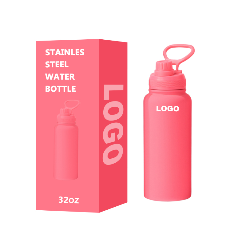 Custom Logo 1L Double Wall Stainless Steel Vacuum Flask 32oz Powder Coated Sports Water Bottle for Travel