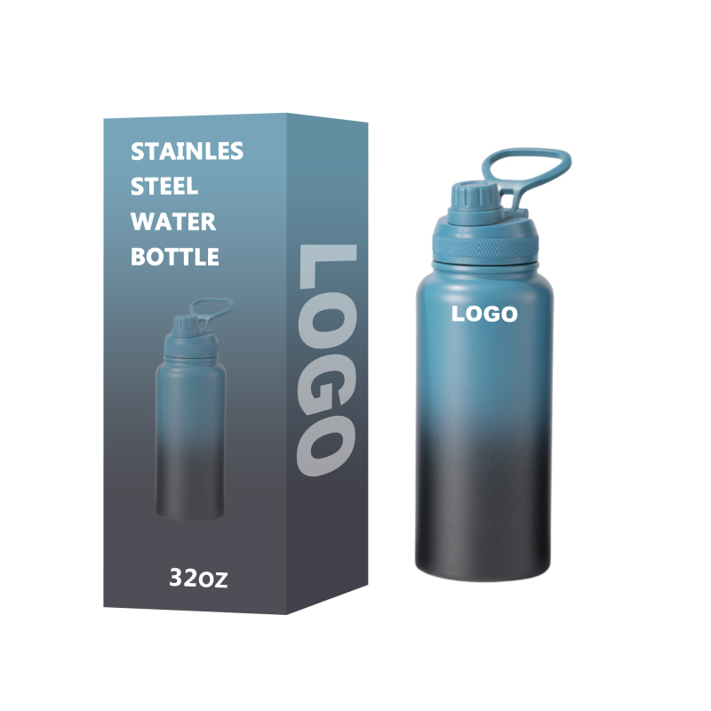 Custom Logo 1L Double Wall Stainless Steel Vacuum Flask 32oz Powder Coated Sports Water Bottle for Travel
