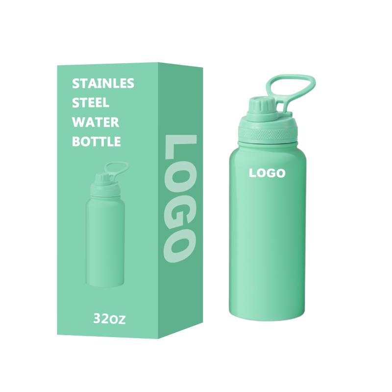 Custom Logo 1L Double Wall Stainless Steel Vacuum Flask 32oz Powder Coated Sports Water Bottle for Travel