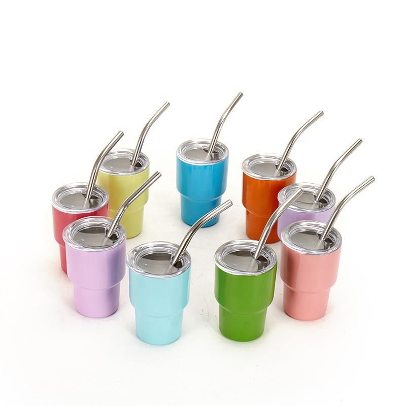 YEDI Customized 2oz 3oz Stainless Steel Sublimation Miniature Tumbler With Straw and Lid