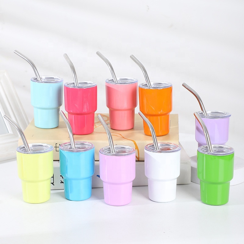 YEDI Customized 2oz 3oz Stainless Steel Sublimation Miniature Tumbler With Straw and Lid