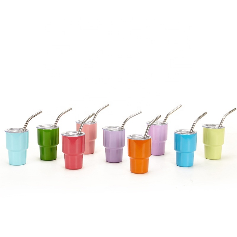 YEDI Customized 2oz 3oz Stainless Steel Sublimation Miniature Tumbler With Straw and Lid
