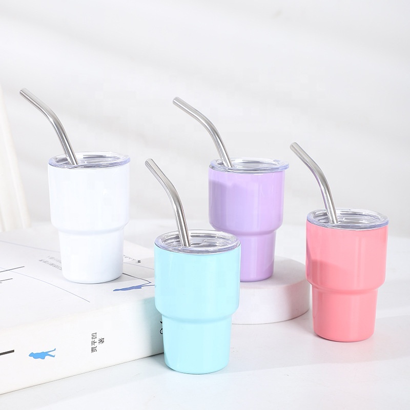 YEDI Customized 2oz 3oz Stainless Steel Sublimation Miniature Tumbler With Straw and Lid