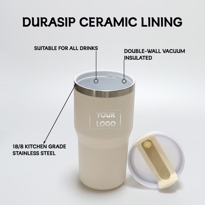20oz Insulated Stainless Steel Tumbler Coffee Tumbler Double Wall Vacuum Travel Coffee Mug With Durasip Ceramic Lining