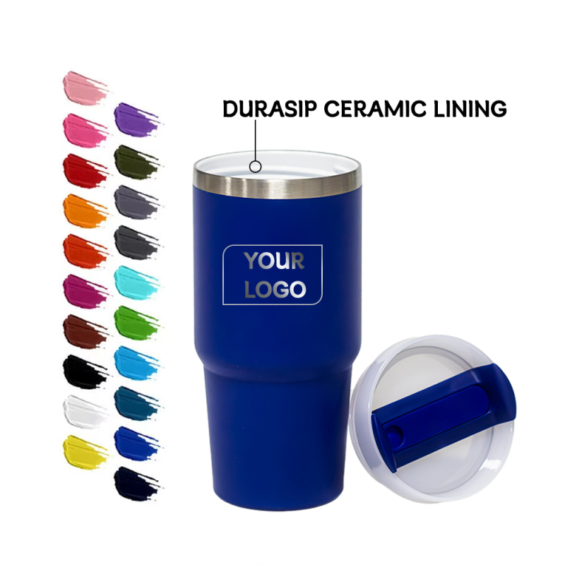 20oz Insulated Stainless Steel Tumbler Coffee Tumbler Double Wall Vacuum Travel Coffee Mug With Durasip Ceramic Lining