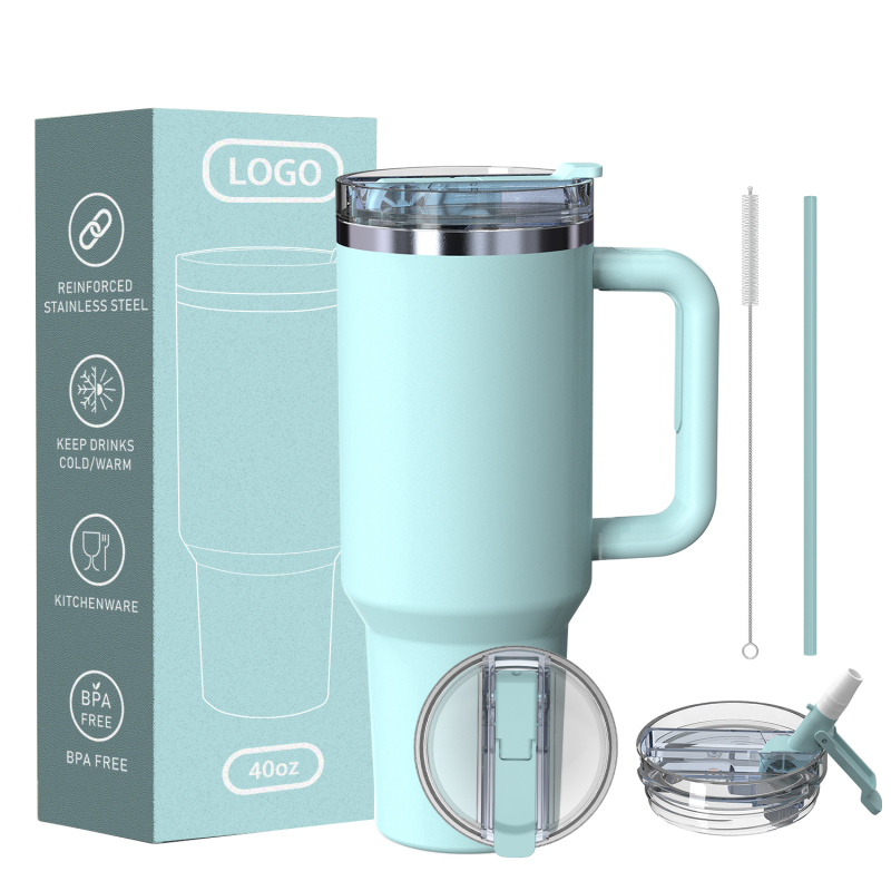 Gobelet isotherme en acier inoxydable de 40 ml avec couvercle et paille, impression de logo personnalisé, bouteille sous vide garantie, cadeaux pour femmes, hommes, lui, elle