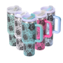 New 40oz H1.0 Tumbler Colors 5d Sunflower Double Wall Vacuum Tumbler with Handle Reusable Stainless Steel Travel Mug
