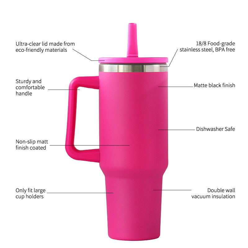 40 oz H2.0 Stick Diamond Tumbler with Handle Stainless Steel Travel Tumbler Reusable Vacuum Insulated Cup Travel  Mug