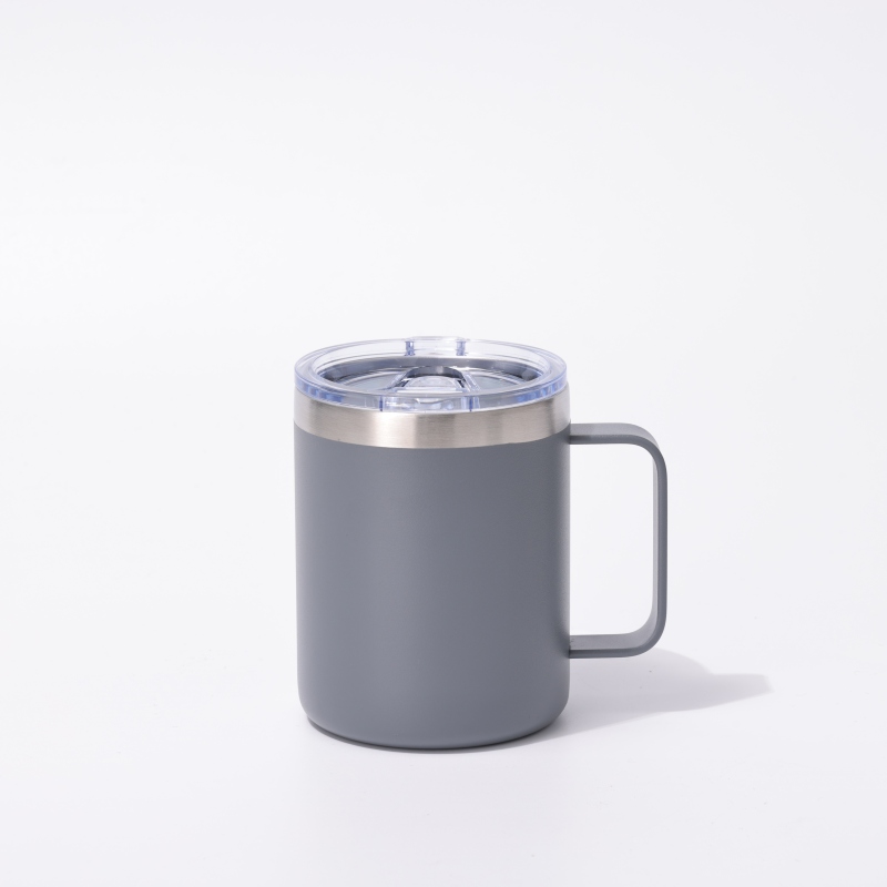YEDI 12oz Cream Tumbler With Handle Stainless Steel Vacuum Insulated Travel Mug with Splash-Proof Lid Metal Straw and Brush