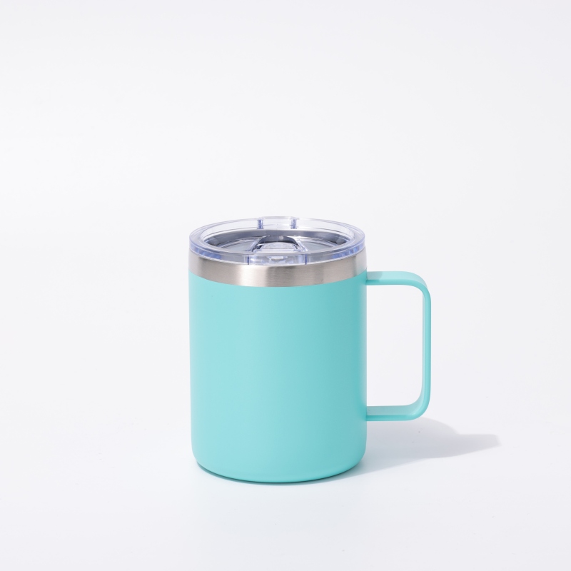 YEDI 12oz Cream Tumbler With Handle Stainless Steel Vacuum Insulated Travel Mug with Splash-Proof Lid Metal Straw and Brush