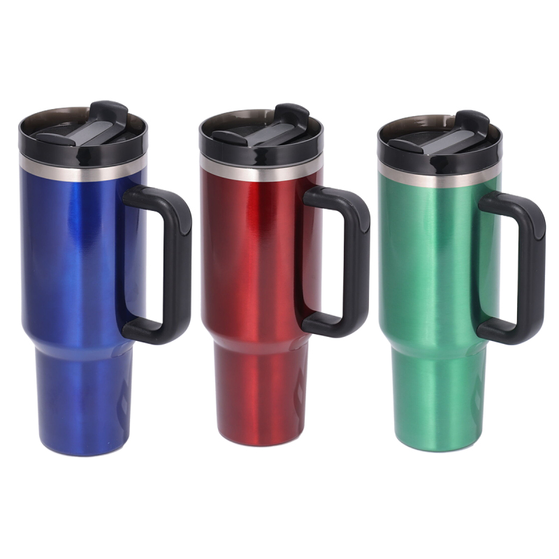 Wholesale H2.0 40oz Christmas Gift Red and Green Sublimation Glossy Metallic Look Tumbler with Handle and Straw for Custom logo