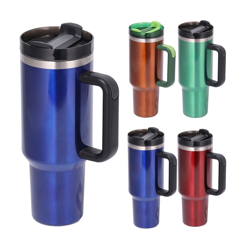 Wholesale H2.0 40oz Christmas Gift Red and Green Sublimation Glossy Metallic Look Tumbler with Handle and Straw for Custom logo