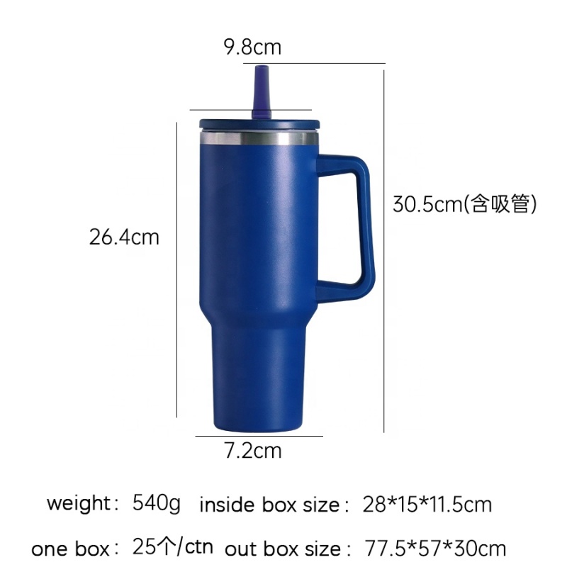 Custom Logo Leak Proof Flip Straw Tumbler Wholesale Bulk Thermal Cup Stainless Steel Coffee Mug 30oz 40oz Tumbler with Handle