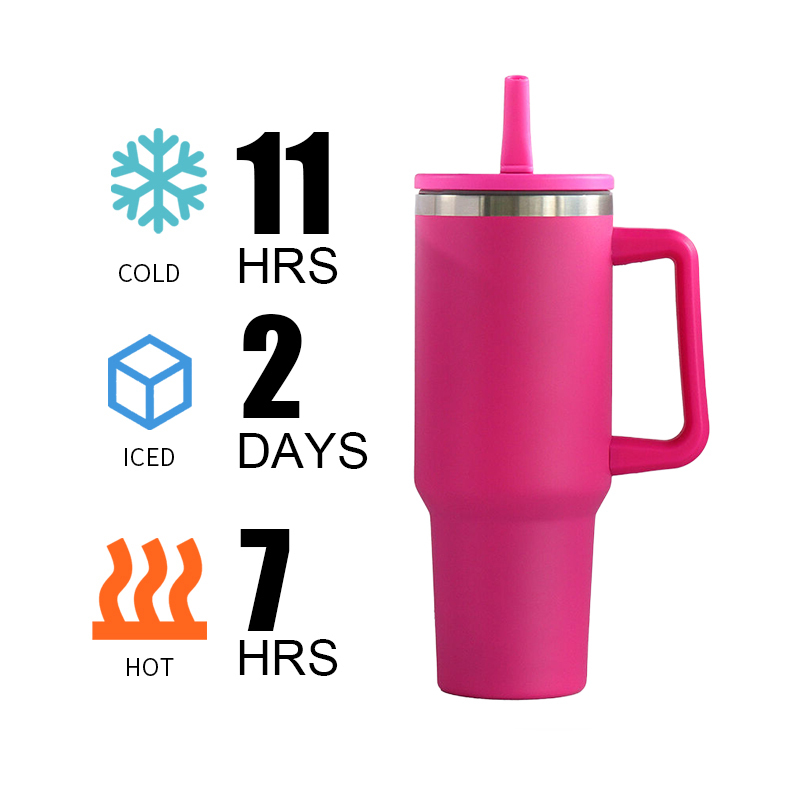 Custom Logo Leak Proof Flip Straw Tumbler Wholesale Bulk Thermal Cup Stainless Steel Coffee Mug 30oz 40oz Tumbler with Handle