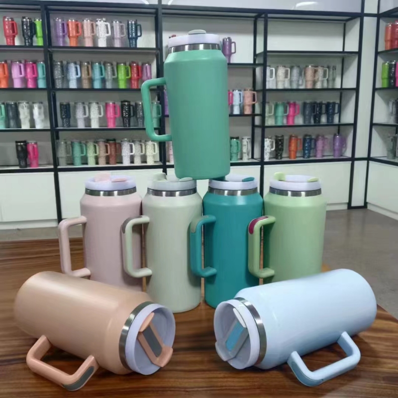 YEDI 64oz Tumbler with Handle and Straw Stainless Steel Insulated Lid Straw Reusable Thermos Bottle Vacuum Travel Coffee Mug Cup