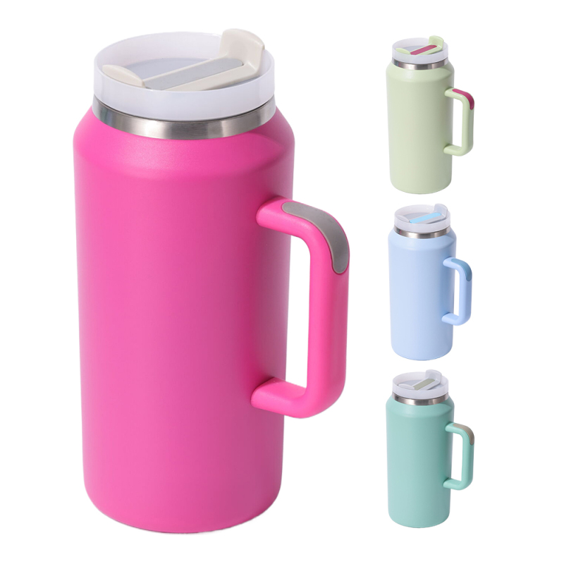 YEDI 64oz Tumbler with Handle and Straw Stainless Steel Insulated Lid Straw Reusable Thermos Bottle Vacuum Travel Coffee Mug Cup
