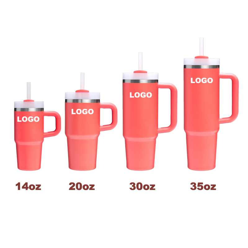 Tumblers with Straw Custom Cups Lid with Handle Double Wall Coffee  Wholesale Stainless Steel Water Bottle 14oz 20oz 30oz 35oz