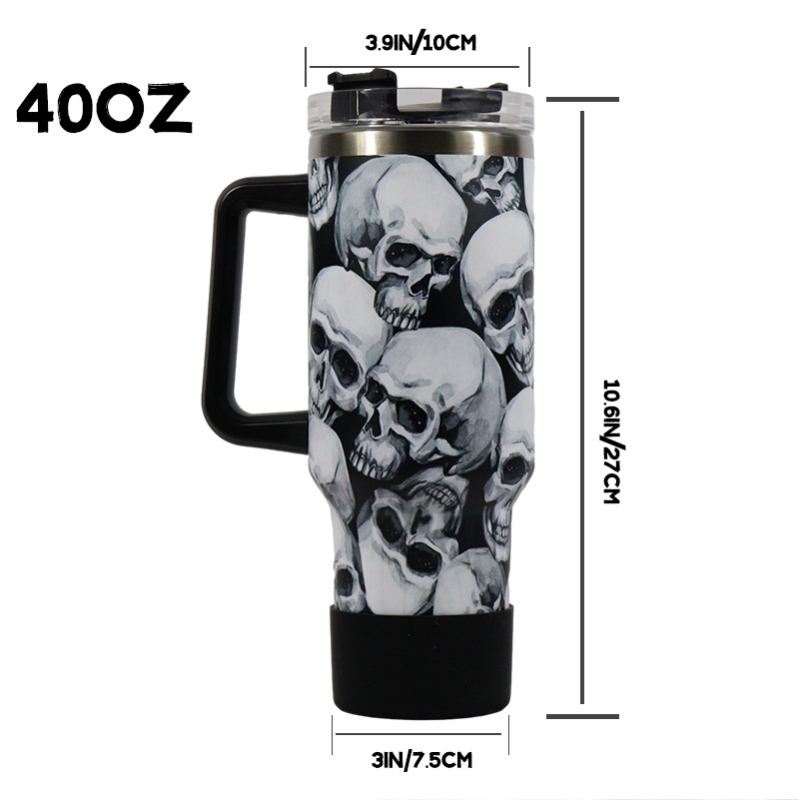 YEDI Wholesale Customized Stainless Steel Metal Mug Travel Coffee Cup 40oz Tumbler with Handle and Straw