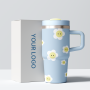 YEDI 18/8 Double Wall 20oz Kids Tumbler Cup American Style Stainless Steel Vacuum Insulated for Kids with Handle Straw Gift