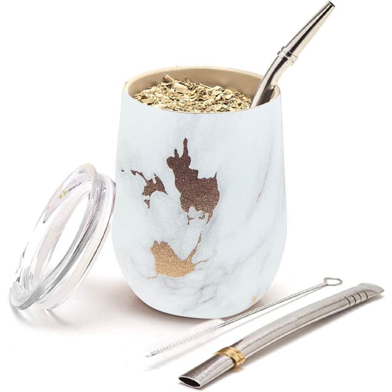 YEDI Custom Logo 12oz Stainless Steel Egg Mug Modern Wine Tumbler Cup with Straw Yerba Mate Coffee Tumbler