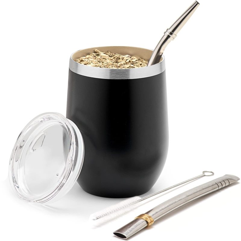YEDI Custom Logo 12oz Stainless Steel Egg Mug Modern Wine Tumbler Cup with Straw Yerba Mate Coffee Tumbler