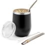YEDI Custom Logo 12oz Stainless Steel Egg Mug Modern Wine Tumbler Cup with Straw Yerba Mate Coffee Tumbler