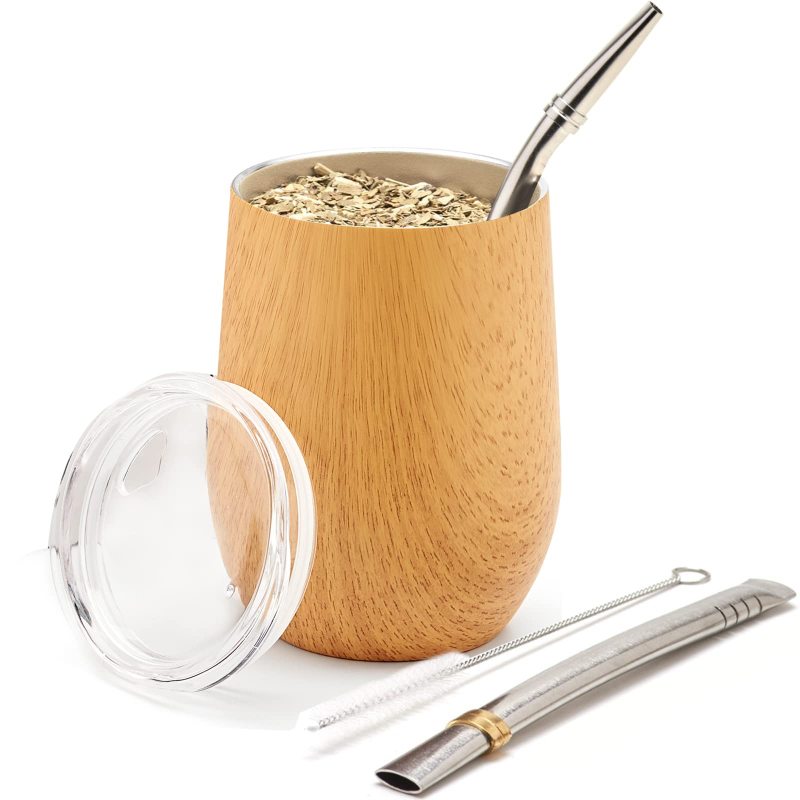 YEDI Custom Logo 12oz Stainless Steel Egg Mug Modern Wine Tumbler Cup with Straw Yerba Mate Coffee Tumbler
