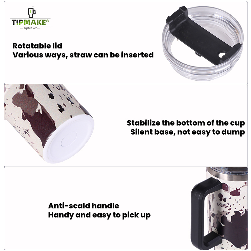 YEDI 40oz Double Wall Stainless Steel Vacuum Travel Mug With Handle and Lid