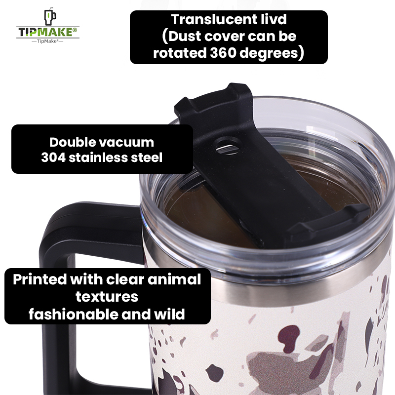 YEDI 40oz Double Wall Stainless Steel Vacuum Travel Mug With Handle and Lid