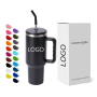 Customizable Logo 40 oz Stainless Steel Travel Mug Blue Tumbler with Handle 2.0 and Straw Lid Laser Engraved 40oz Cup