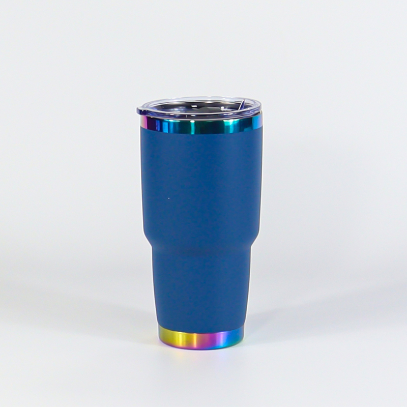 Tasse à café isotherme réutilisable en acier inoxydable arc-en-ciel de 20 ml et 30 ml, avec couvercle gravé au laser, idéale pour les voyages en voiture