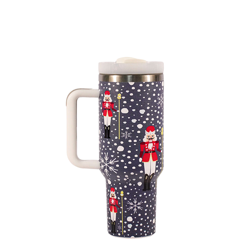 40 oz Christmas Tumbler with Handle Stainless Steel Insulated Vacuum Reusable Christmas Thermos Tumbler Travel Coffee Mug Cup