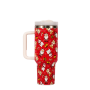40 oz Christmas Tumbler with Handle Stainless Steel Insulated Vacuum Reusable Christmas Thermos Tumbler Travel Coffee Mug Cup