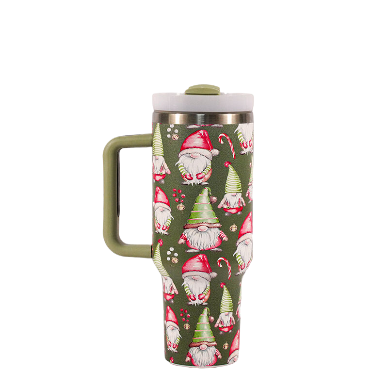 40 oz Christmas Tumbler with Handle Stainless Steel Insulated Vacuum Reusable Christmas Thermos Tumbler Travel Coffee Mug Cup