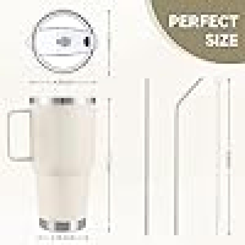 Gobelet crème YEDI de 30 oz avec poignée, tasse de voyage isotherme en acier inoxydable avec couvercle anti-poussière, paille et brosse en métal