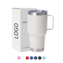 Gobelet crème YEDI de 30 oz avec poignée, tasse de voyage isotherme en acier inoxydable avec couvercle anti-poussière, paille et brosse en métal