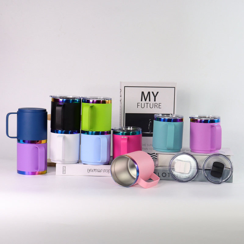 Custom Logo 10oz 14oz 24oz Double Wall Vacuum Tumbler Cup Stainless Steel Coffee Camping Mug Rainbow Plating Flasks Thermoses