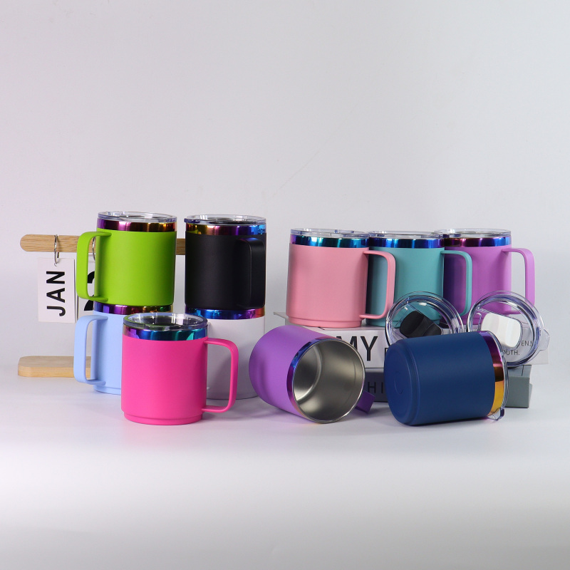 Custom Logo 10oz 14oz 24oz Double Wall Vacuum Tumbler Cup Stainless Steel Coffee Camping Mug Rainbow Plating Flasks Thermoses