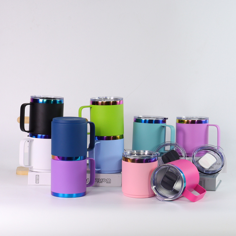Custom Logo 10oz 14oz 24oz Double Wall Vacuum Tumbler Cup Stainless Steel Coffee Camping Mug Rainbow Plating Flasks Thermoses
