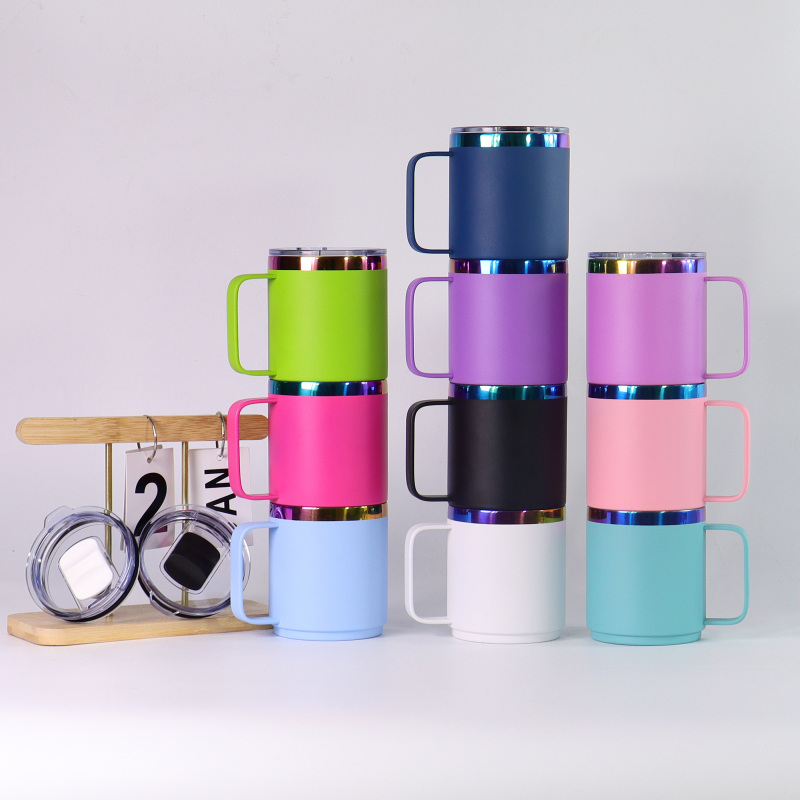 Custom Logo 10oz 14oz 24oz Double Wall Vacuum Tumbler Cup Stainless Steel Coffee Camping Mug Rainbow Plating Flasks Thermoses