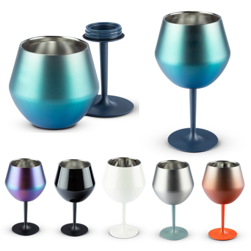 Stainless Steel Tumbler Goblet 414ml High Grade Barware Stainless Steel Dinner Cup Metal Champagne Red Wine Goblet