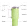 40 oz BlingTumbler With Handle Rhinestones Tumbler  Lid and Straw Fix for Car Cup Holder Insulated Stainless Steel Double Wall