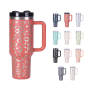 40oz H2.0 Tumbler Leopard Shape Double Wall Vacuum Tumbler with Handle and Straw Reusable Stainless Steel Mugs