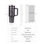 40oz H2.0 Tumbler Leopard Shape Double Wall Vacuum Tumbler with Handle and Straw Reusable Stainless Steel Mugs