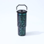 YEDI Custom 20oz Metal Glitter Mug with Recycle Logo 30oz Stainless Steel Insulated Water Bottle with Handle Flip Straw