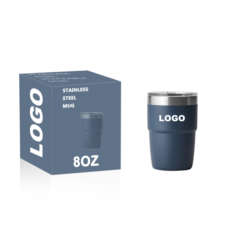 Customizable logo Insulation Stainless Steel 8oz Navy Stackable Mug 8 Ounce Navy Stackable Cup with Magnetic Lid Magslider 8 oz
