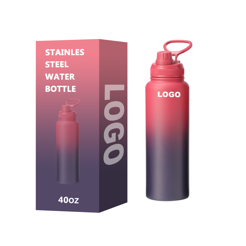 Custom Logo 24oz 32oz 40oz Stainless Steel  Powder Coated Sports Double Wall Thermos Insulated Style Water Bottle