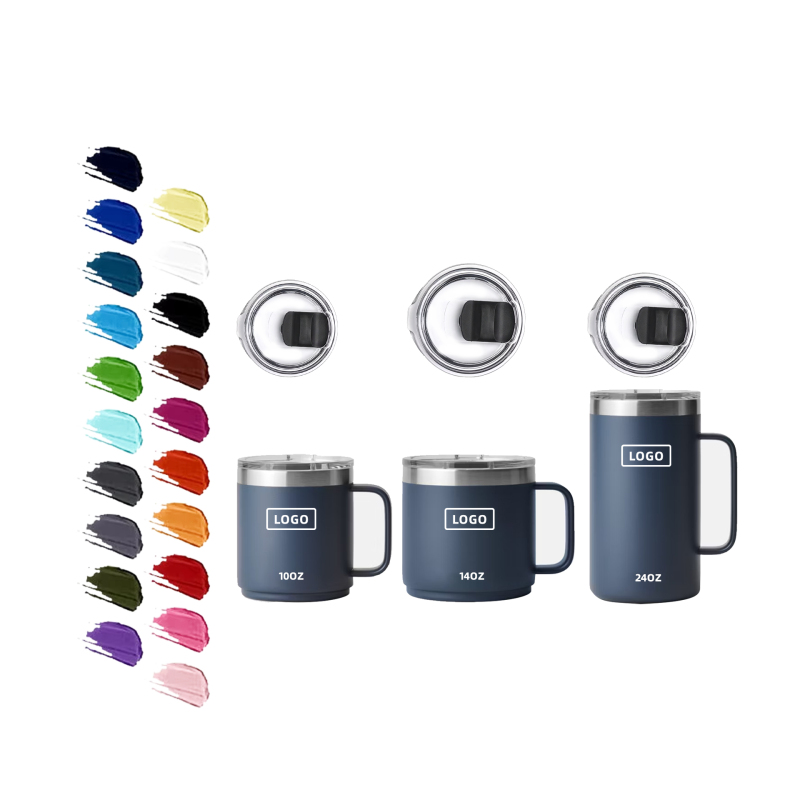Custom Logo 10oz 14oz 24oz Double Wall Vacuum Tumbler Cup Powder Coated Insulated Stainless Steel Coffee Camping Mug With Lid